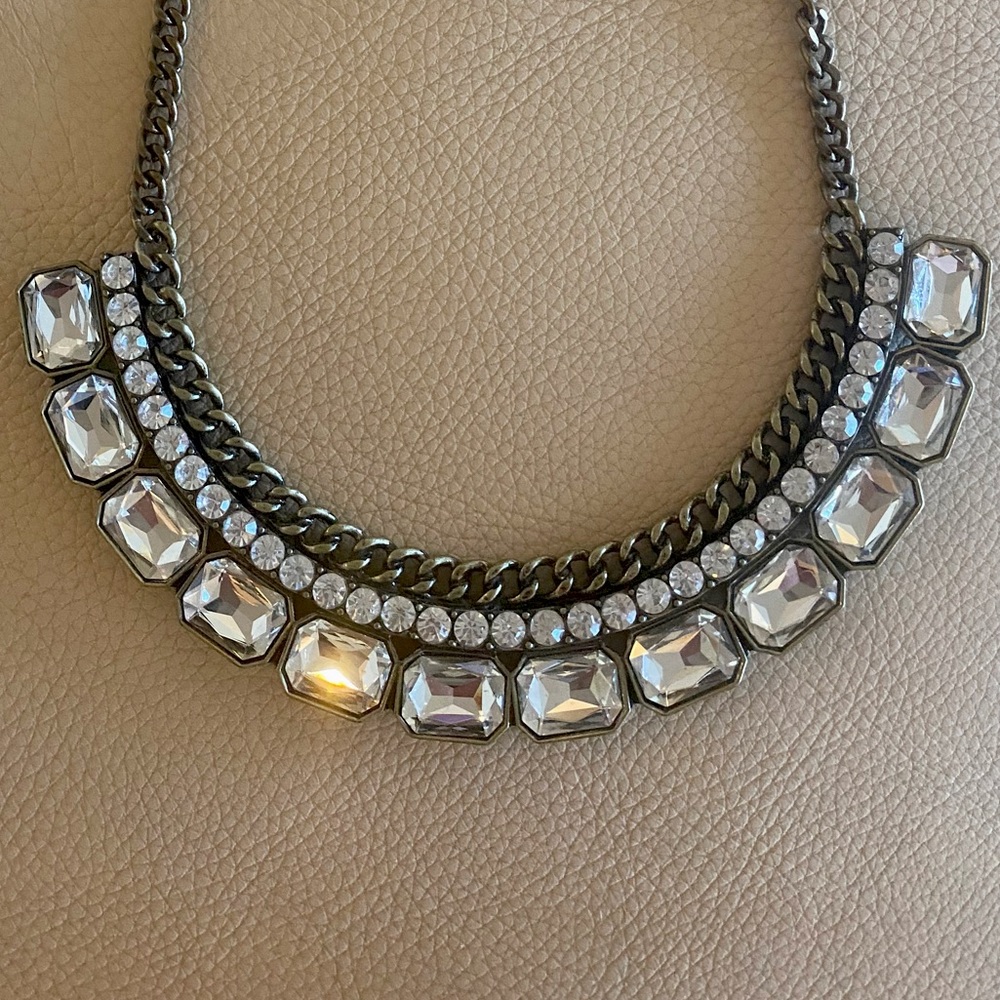 Crystal + Diamond Bib Statement Necklace